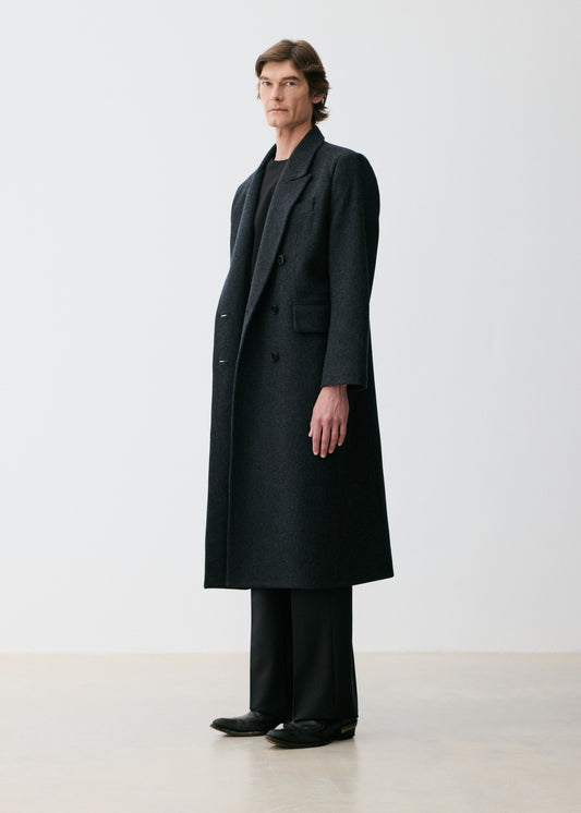Herringbone Double-Breasted Coat
