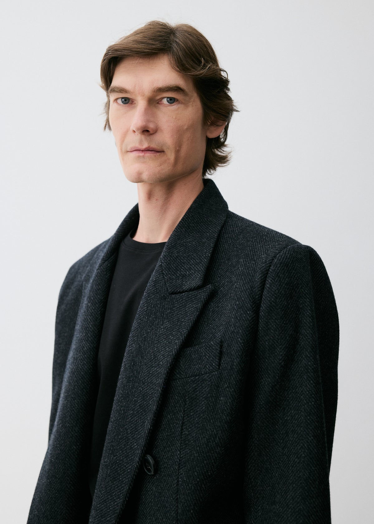 Herringbone Double-Breasted Coat